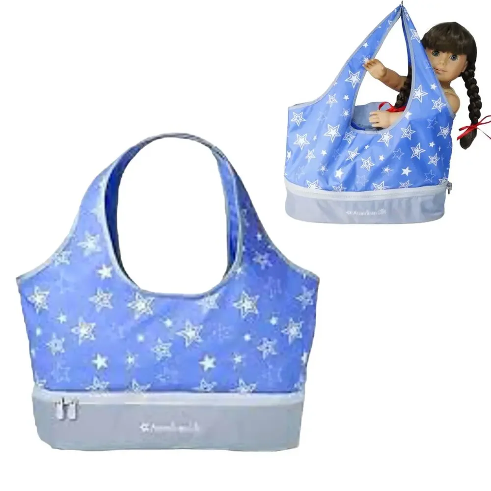 American Girl Doll Carrier Tote Bag Clothes Accessories Shoes Purple Star Purse